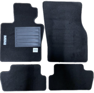 Kit 4 Tapis de sol Auto pour MINI ONE/COOPER F56, 2014-2021, modèle 3 portes, avec sigle MINI, moquette noire, avec CLIPS, Neuf