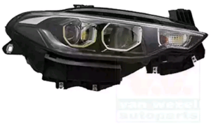 Phare optique à LED avant droit H7+H15 pour FIAT TIPO II phase 1, 2015-2020, fond noir, corniche chromé, MAGNETI MARELLI, neuf