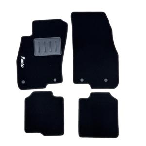 Kit 4 Tapis de sol Auto pour FIAT PUNTO depuis 2012 avec sigle PUNTO, moquette noire, avec CLIPS, Neuf