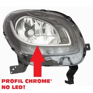 Phare Optique droit pour SMART FORTWO, depuis 2014 >, H4, feu diurne LED, Neuf