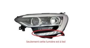 Phare avant gauche pour RENAULT MEGANE IV 2016-2020, H7+H7, avec feu diurne à LED, Neuf
