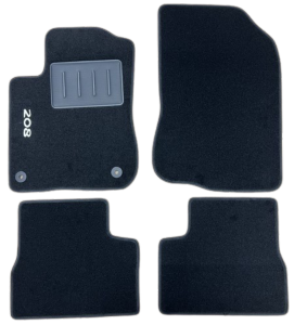 Kit 4 Tapis de sol Auto pour PEUGEOT 208 de 2015-2019, avec sigle 208, avec CLIPS, Neuf