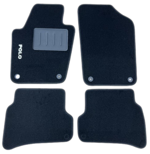 Kit 4 Tapis de sol Auto pour VOLKSWAGEN POLO de 2009-2017, avec sigle POLO, avec CLIPS, Neuf