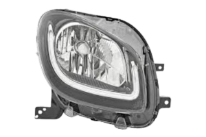 Phare droite pour SMART FORFOUR depuis 2014,avec feu de jour H4 à LED, Mod. VALEO, pond noire, unité de contrôle, registre Mod. HIGH-LINE, Neuf