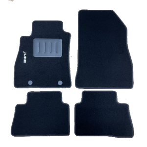 Kit 4 Tapis de sol Auto pour NISSAN JUKE I, 2010-2019, avec sigle JUKE, moquette noire, avec CLIPS, Neuf