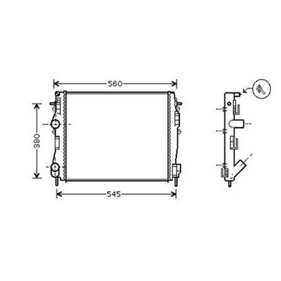 Radiateur de refroidissement moteur pour RENAULT KANGOO I ph.2 2003-2007, OEM: 2140000QA2, Neuf