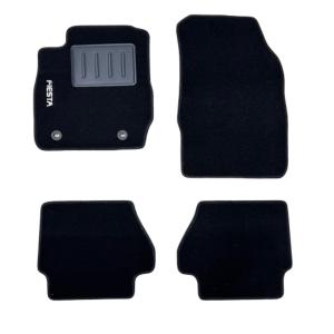 Kit 4 Tapis de sol Auto pour FORD FIESTA de 2008 à 2012, sigle fiesta, moquette noire et clips ovales, Neuf