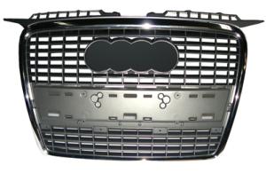 Grille de calandre centrale pour AUDI A3 II ph.1 SPORTBACK 2004-2008, noire, profil chromé, pare chocs avant