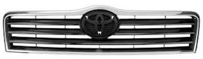 Grille radiateur centrale pour TOYOTA AVENSIS 2003-2006, Noire, profil Chrome, Neuve