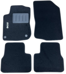 Kit 4 Tapis de sol Auto pour PEUGEOT 208 de 2012-2015, avec sigle 208, avec CLIPS, Neuf