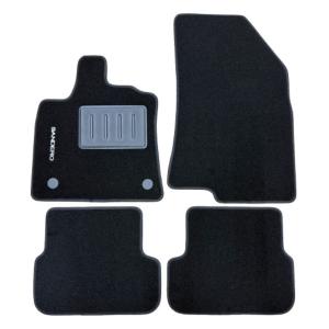 Kit 4 Tapis de sol Auto pour DACIA SANDERO depuis 2021, avec sigle SANDERO, moquette noire, avec CLIPS, Neuf