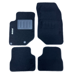 Kit 4 Tapis de sol Auto pour PEUGEOT 2008 II ph.1, 2019-2023, avec sigle 2008, moquette noire et clips, Neuf