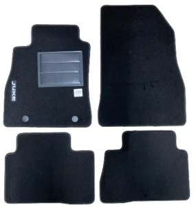 Kit 4 Tapis de sol Auto pour NISSAN JUKE I, 2010-2019, avec sigle JUKE, moquette noire, avec CLIPS, Neuf
