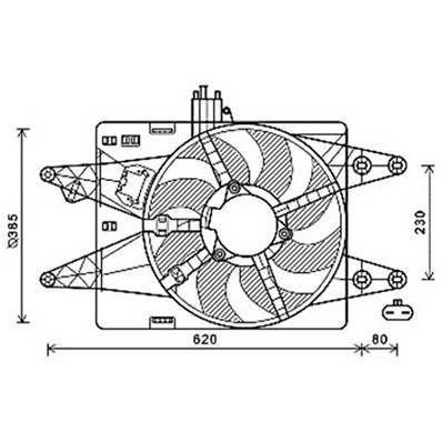 Ventilateur Radiateur moteur pour FIAT DOBLO I ph.1 2001-2005, OEM: 46759753, Neuf