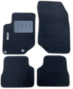 Kit 4 Tapis de sol Auto pour PEUGEOT 208 II phase 1 2019-2025, avec sigle 208, avec CLIPS, Neuf