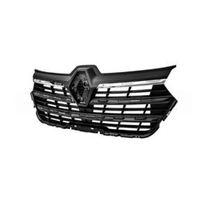 Grille de calandre pour RENAULT TRAFIC III phase 3 depuis 2021, noire texturée, avec 2 moulures chromées et 3 noires brillantes, Neuve